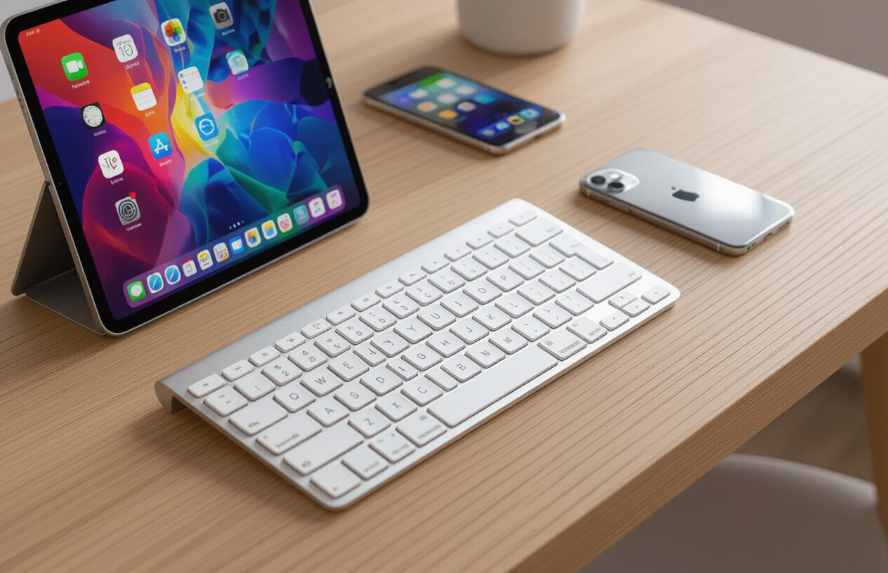 Bàn Phím Magic Keyboard Và Các Thiết Bị Apple Trên Bàn Làm Việc