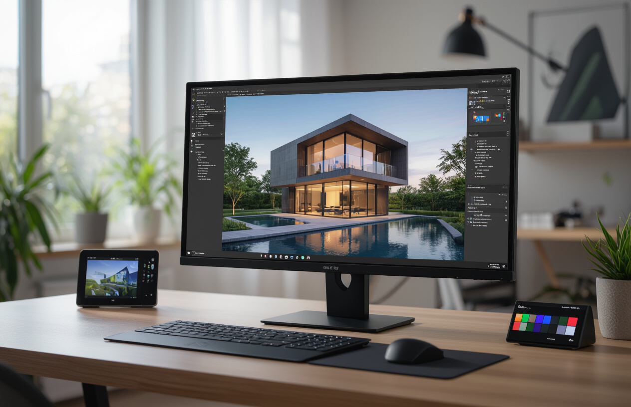 Màn Hình Asus Proart Pa24Ac Trên Bàn Làm Việc Của Nhà Thiết Kế