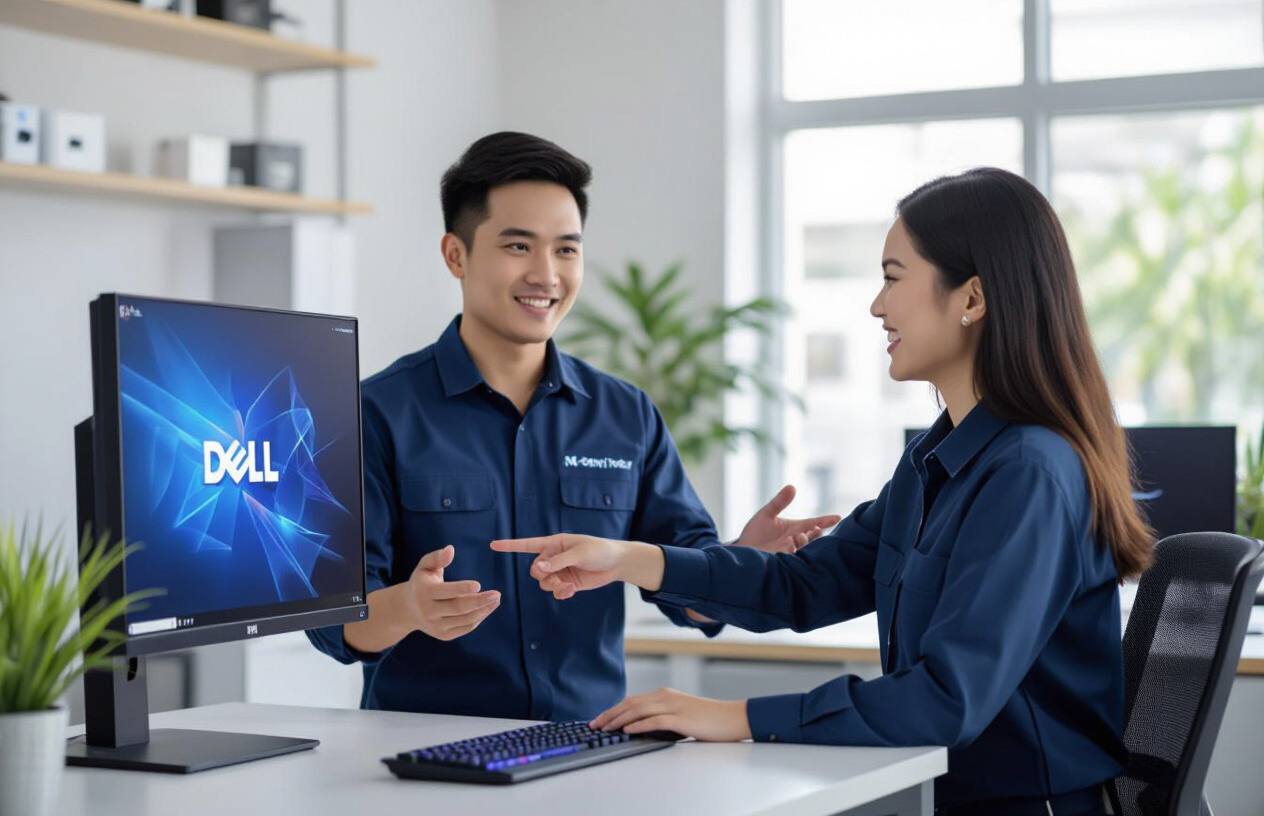 Kỹ Thuật Viên Maytinhbentre.Com Đang Tư Vấn Về Màn Hình Gaming Cho Khách Hàng Tại Bến Tre