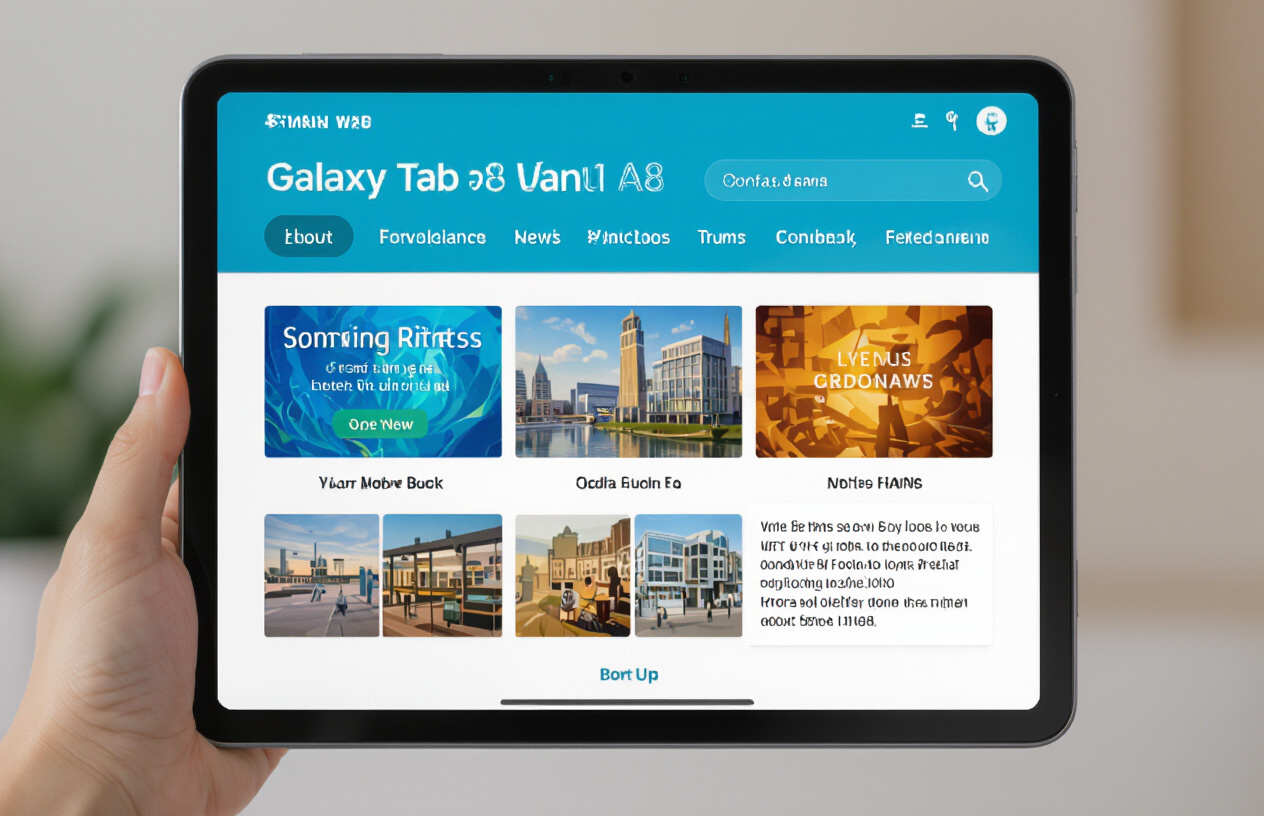 Hình Ảnh Cận Cảnh Màn Hình Sắc Nét Của Samsung Galaxy Tab A8 Hiển Thị Một Ứng Dụng Học Tập Hoặc Một Trang Web Tin Tức,