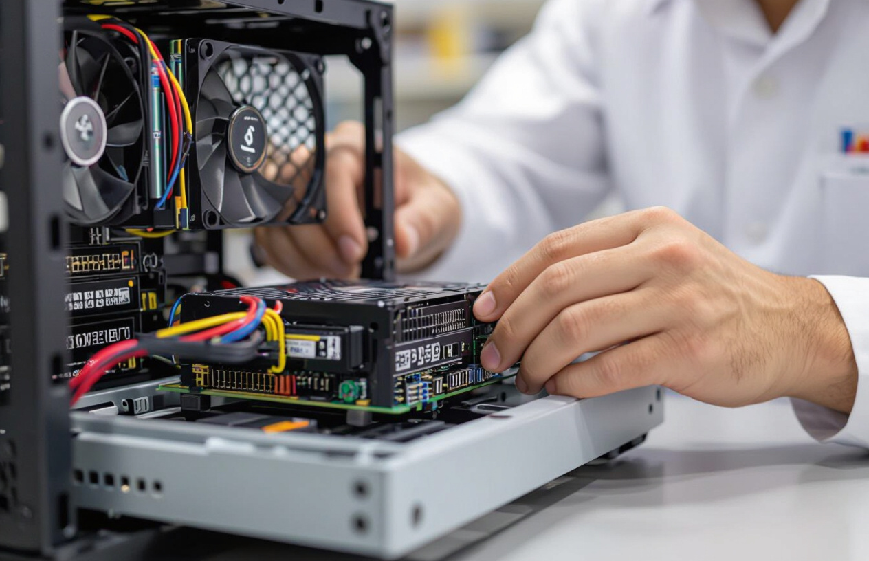 Kỹ Thuật Viên Người Việt Đang Lắp Đặt Nguồn Máy Tính Vào Thùng Pc Một Cách Cẩn Thận Và Chuyên Nghiệp.