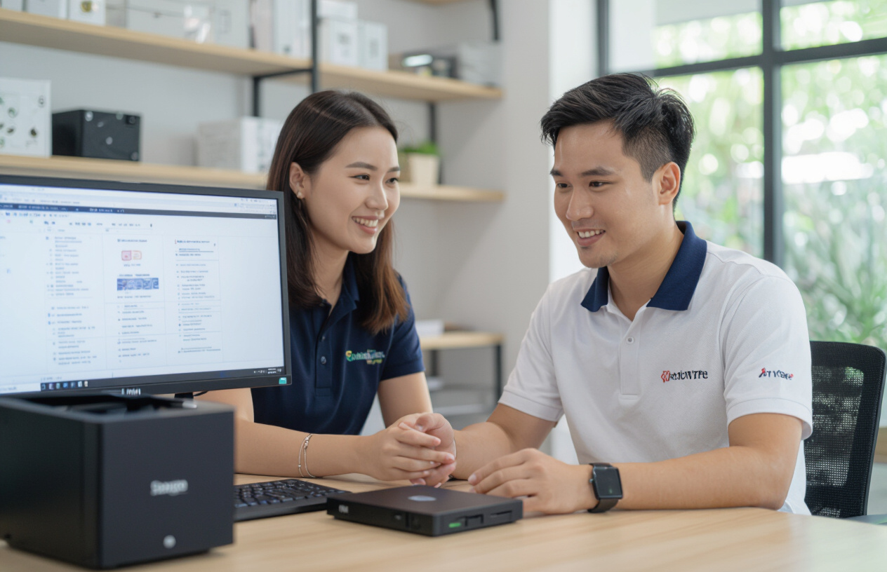 Kỹ Thuật Viên Của Máy Tính Bến Tre Đang Tư Vấn Về Giải Pháp Lưu Trữ.