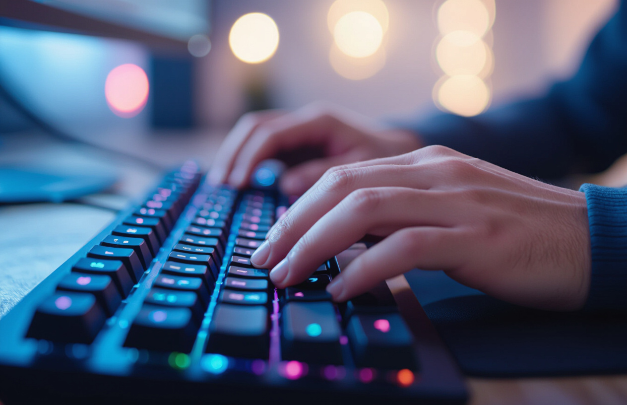 Đôi Tay Game Thủ Việt Nam Đang Thao Tác Nhanh Nhạy Trên Bàn Phím Cơ.