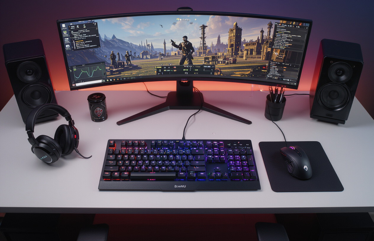 Góc Gaming Hoàn Chỉnh Với Bàn Phím Dareu Ek87 Và Các Phụ Kiện.