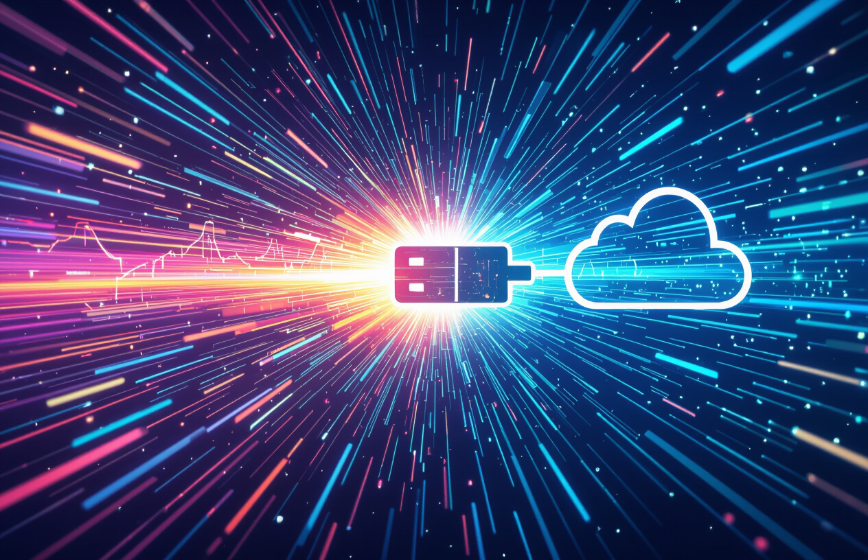Minh Họa Tốc Độ Truyền Dữ Liệu Nhanh Chóng Của Usb Sandisk Ultra Flair Với Các Biểu Tượng Tải Xuống Và Tải Lên.