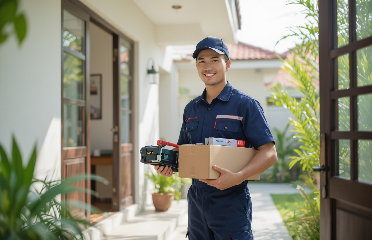 Kỹ Thuật Viên Máy Tính Bến Tre Đang Di Chuyển Đến Thạnh Phú Để Bơm Mực Máy In Tận Nơi.