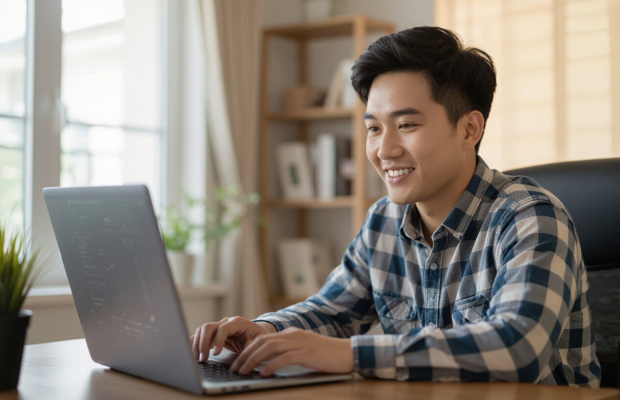 Người Dùng Việt Nam Đang Làm Việc Trên Laptop Với Phần Mềm Bảo Mật Veracrypt.