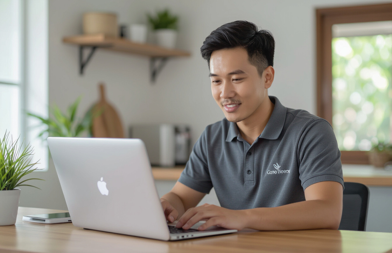 Kỹ Thuật Viên Máy Tính Bến Tre Đang Cài Đặt Phần Mềm Diệt Virus Cho Khách Hàng.