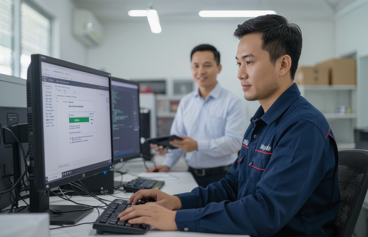 Kỹ Thuật Viên Chuyên Nghiệp Của Máy Tính Bến Tre Đang Cài Đặt Phần Mềm Kế Toán Fast Accounting Online Cho Khách Hàng T