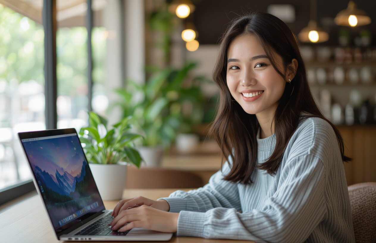 Một Sinh Viên Tại Bến Tre Đang Vui Vẻ Làm Việc Trên Laptop Sau Khi Được Cài Đặt Windows 7.