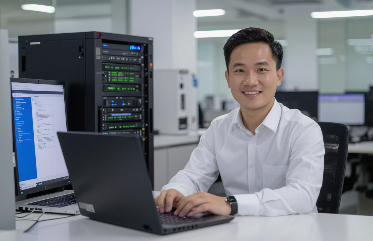 Kỹ Sư Máy Tính Bến Tre Đang Cài Đặt Windows Server 2022 Cho Doanh Nghiệp.