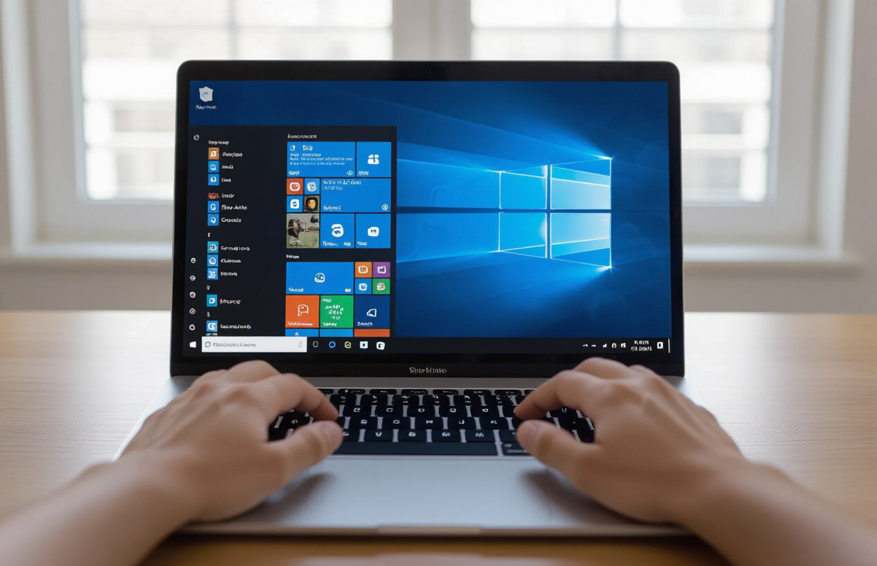 Màn Hình Laptop Hiển Thị Giao Diện Windows Mới Cài Đặt, Sạch Sẽ Và Mượt Mà.
