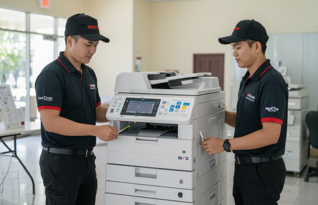 Đội Ngũ Máy Tính Bến Tre Đang Giao Và Lắp Đặt Máy Photocopy Cho Khách Hàng