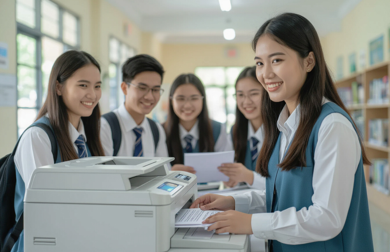 Học Sinh Và Giáo Viên Sử Dụng Máy Photocopy Hoạt Động Tốt Sau Khi Sửa Chữa Tại Bến Tre