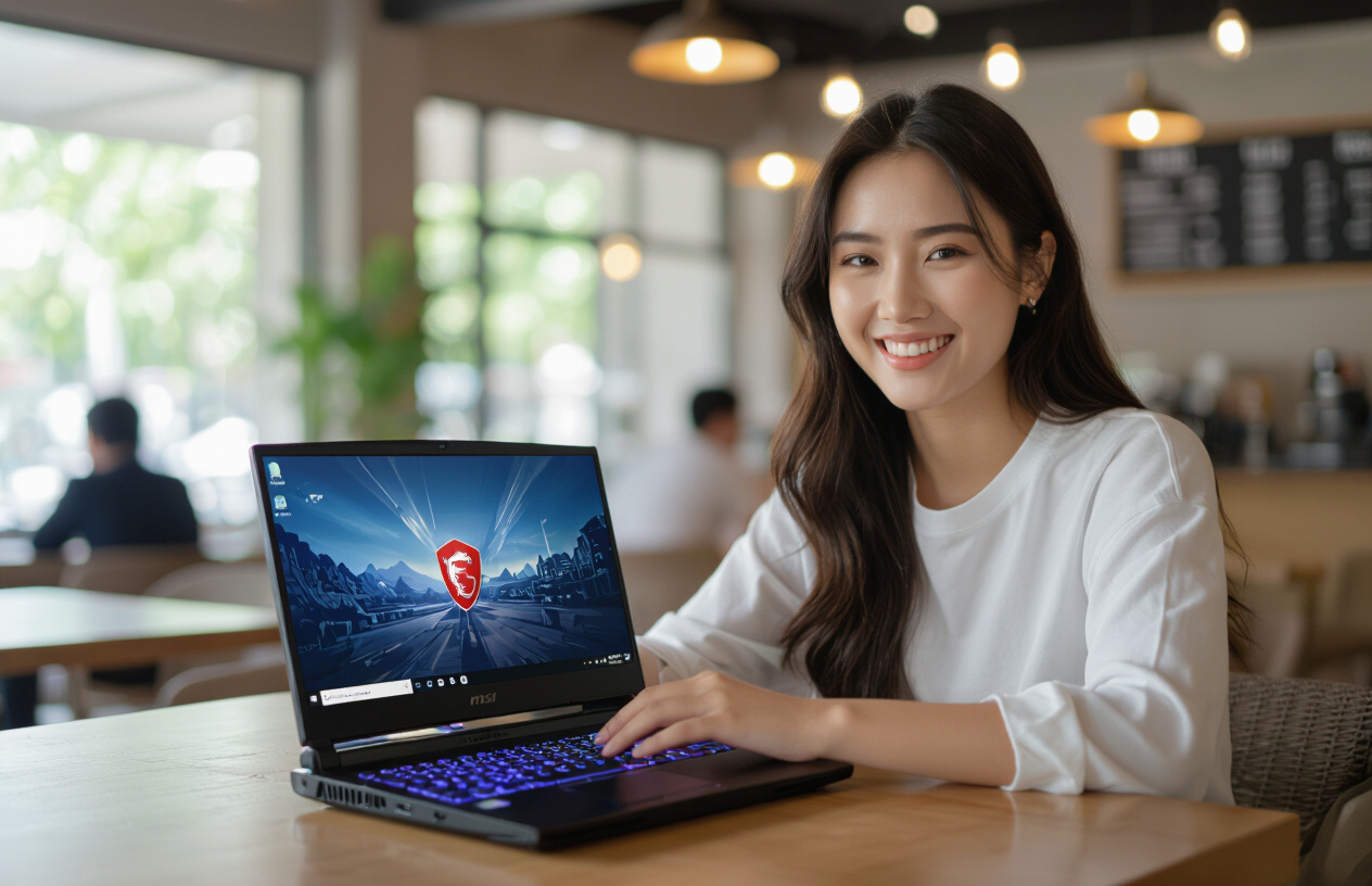 Một Khách Hàng Hài Lòng Sử Dụng Laptop Msi Ge66 Raider Mượt Mà Sau Khi Sửa Chữa Tại Bến Tre.