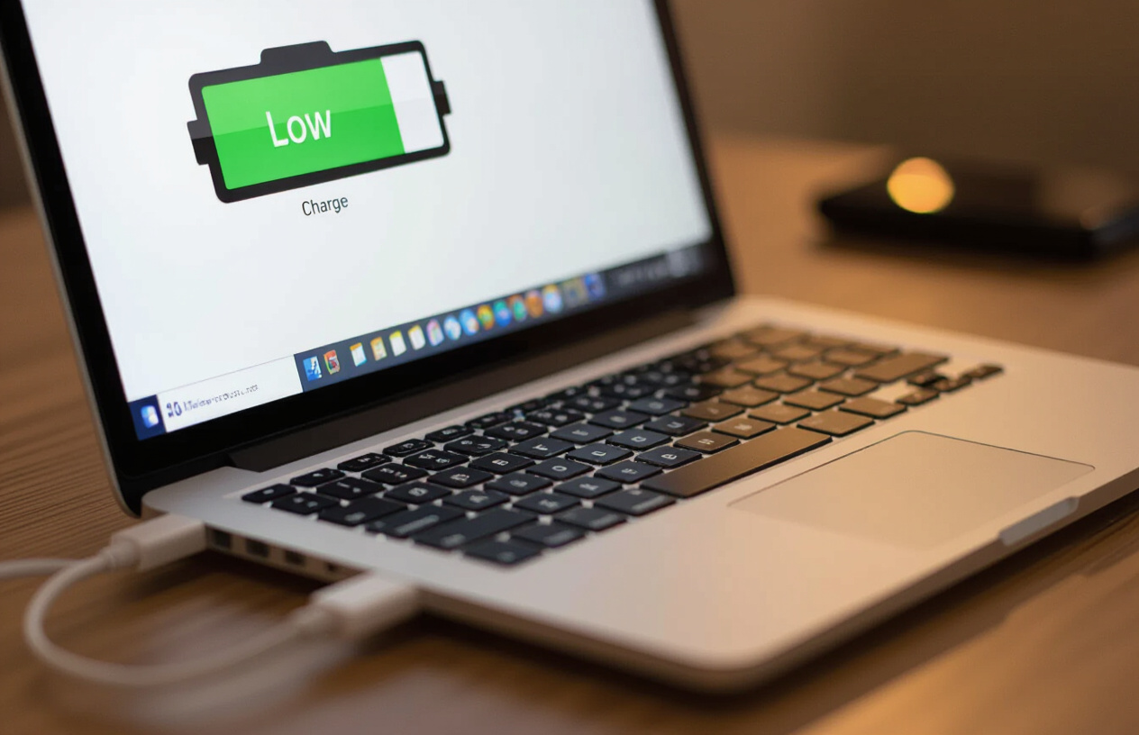 Hình Ảnh Laptop Đang Sạc Pin Nhưng Báo Lỗi Hoặc Dung Lượng Pin Giảm Nhanh.