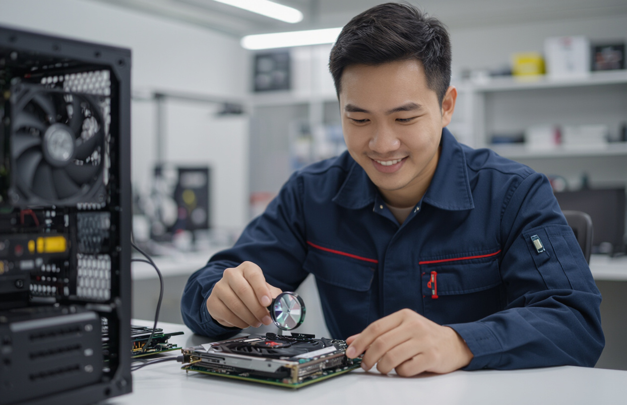 Kỹ Thuật Viên Máy Tính Bến Tre Đang Kiểm Tra Card Đồ Họa Pc