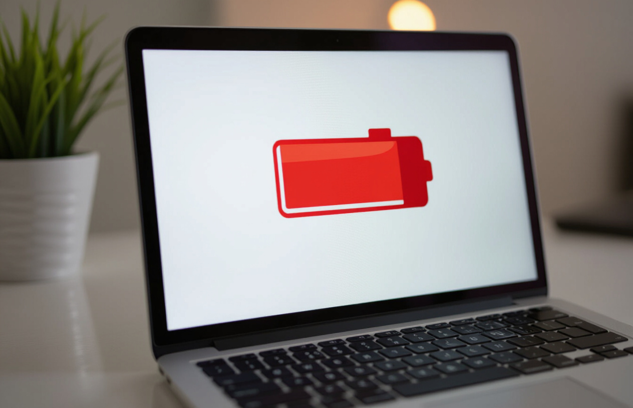 Biểu Tượng Pin Laptop Đang Hiển Thị Màu Đỏ Báo Hiệu Sắp Hết Pin Hoặc Có Lỗi