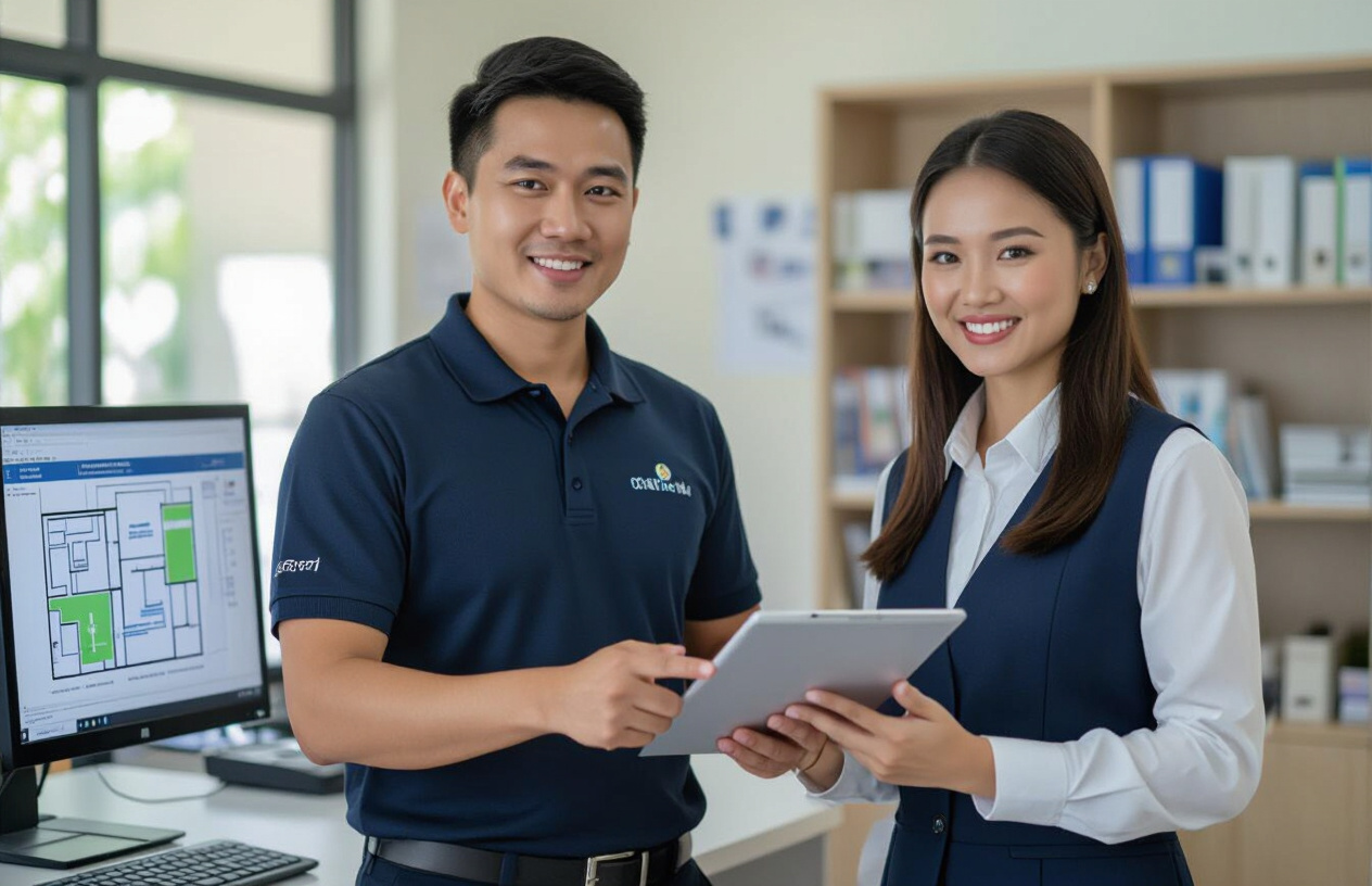 Chuyên Viên Máy Tính Bến Tre Đang Tư Vấn Lắp Đặt Camera Cho Ban Giám Hiệu Trường Học.
