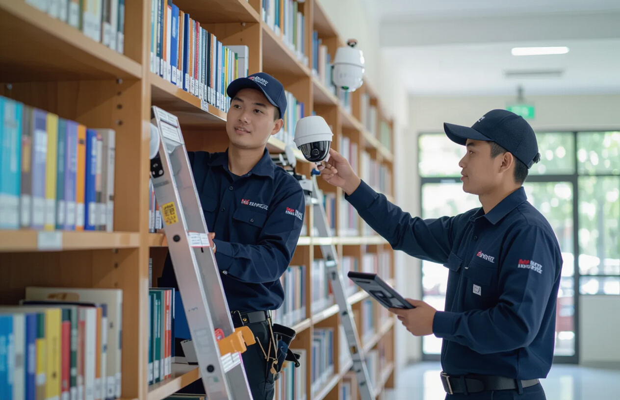 Đội Ngũ Kỹ Thuật Viên Của Máy Tính Bến Tre Đang Kiểm Tra Hệ Thống Camera Mới Lắp Đặt.