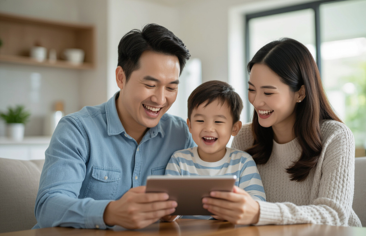 Một Gia Đình Việt Nam Đang Tận Hưởng Không Gian Sống An Toàn Nhờ Hệ Thống An Ninh