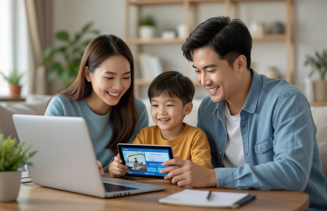 Gia Đình Việt Nam Vui Vẻ, Thoải Mái Sử Dụng Internet Tốc Độ Cao Nhờ Mạng Có Dây