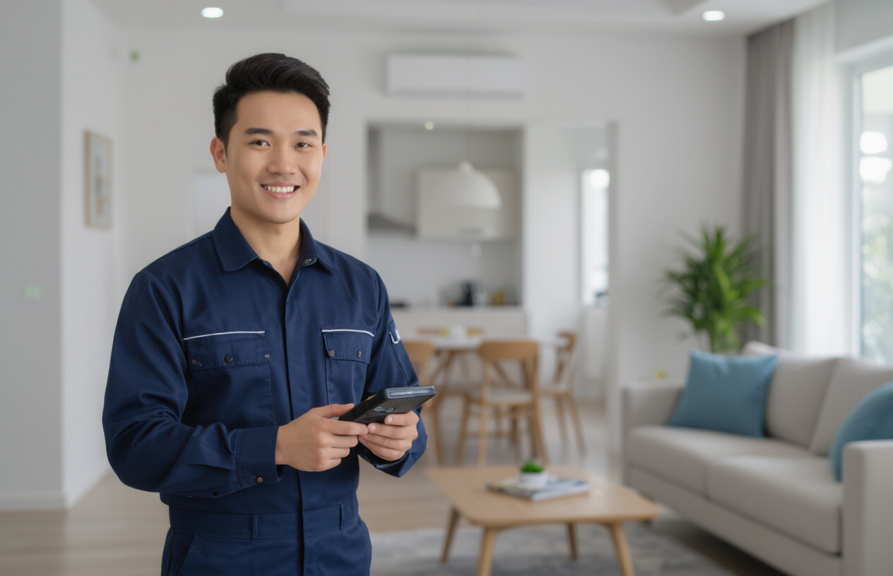 Chuyên Gia Của Máy Tính Bến Tre Đang Kiểm Tra Tín Hiệu Mạng Không Dây Trong Nhà.