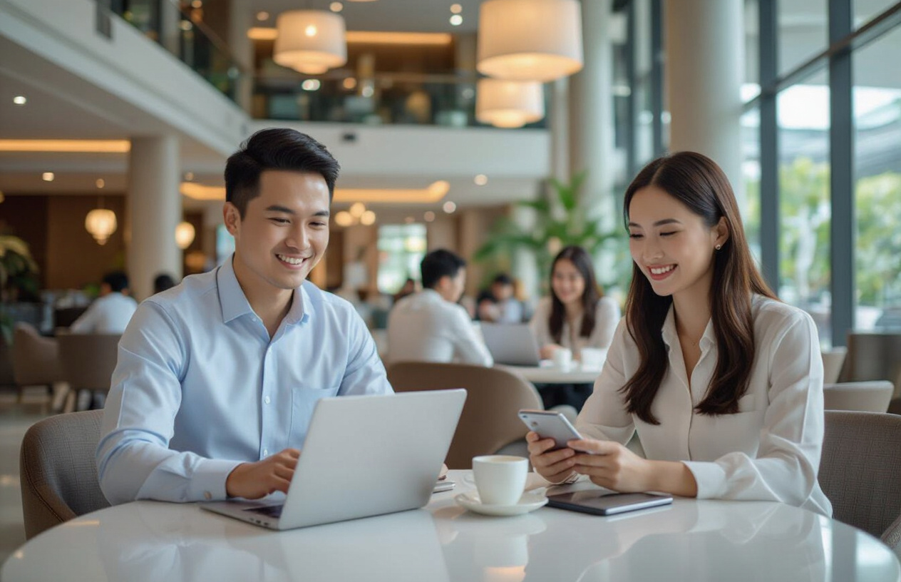 Khách Sạn Hiện Đại Với Khách Hàng Hài Lòng Sử Dụng Wi-Fi Tốc Độ Cao Tại Bến Tre.