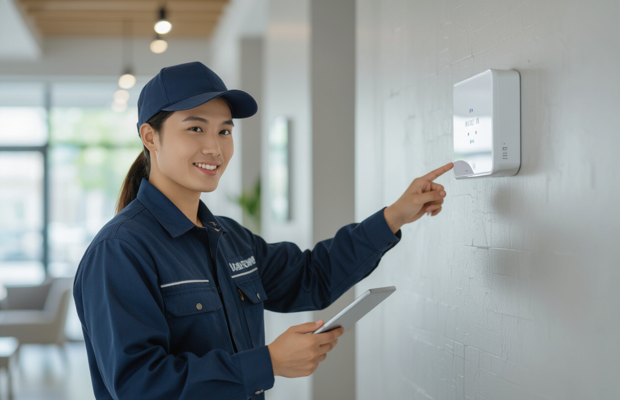 Kỹ Thuật Viên Máy Tính Bến Tre Đang Khảo Sát Vị Trí Lắp Đặt Wifi Tại Quán Bida.