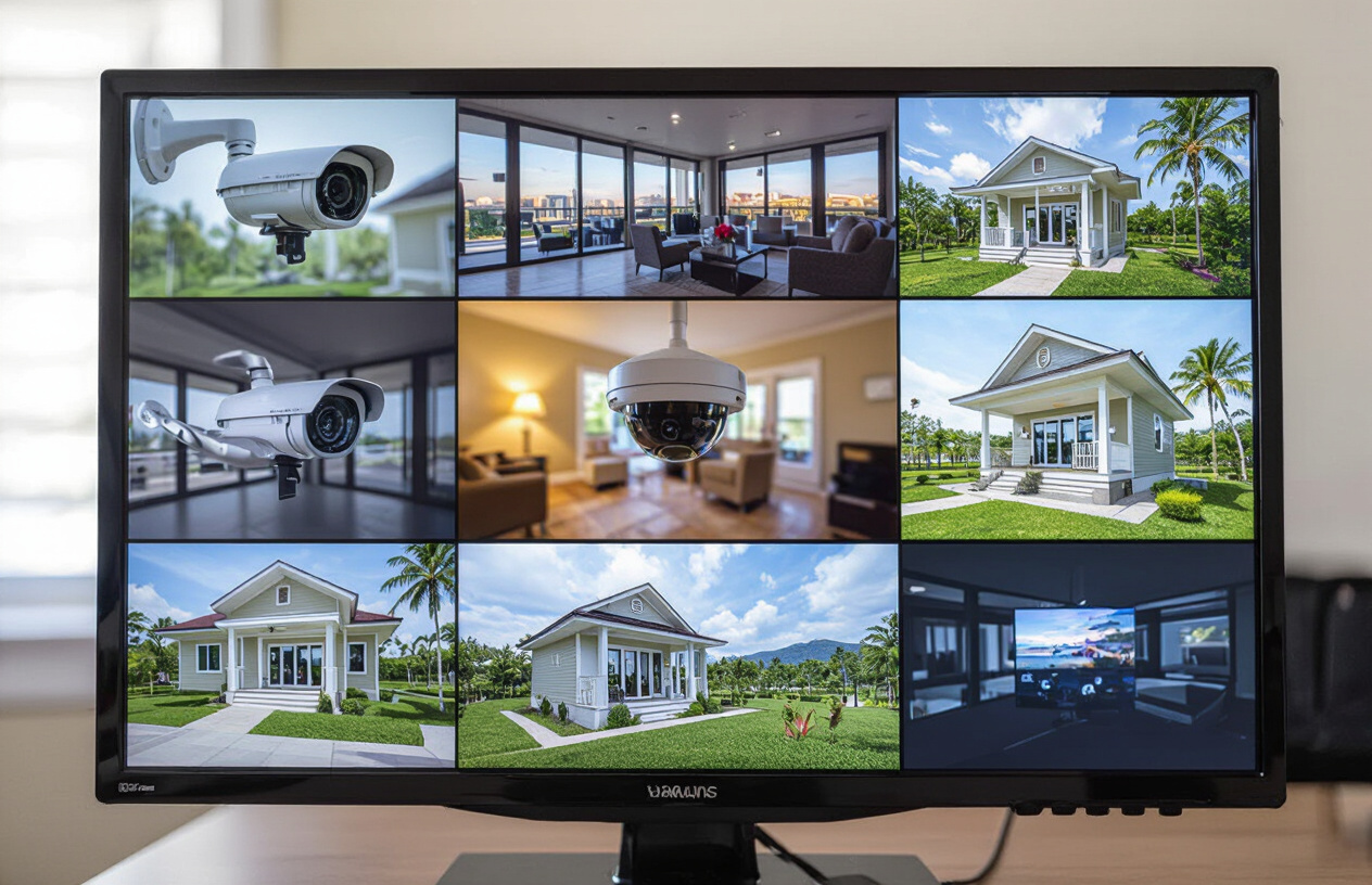 Màn Hình Giám Sát Camera An Ninh Hiện Đại Hiển Thị Nhiều Góc Quay Khác Nhau Trong Một Trung Tâm Kiểm Soát Nhỏ Ở Bến