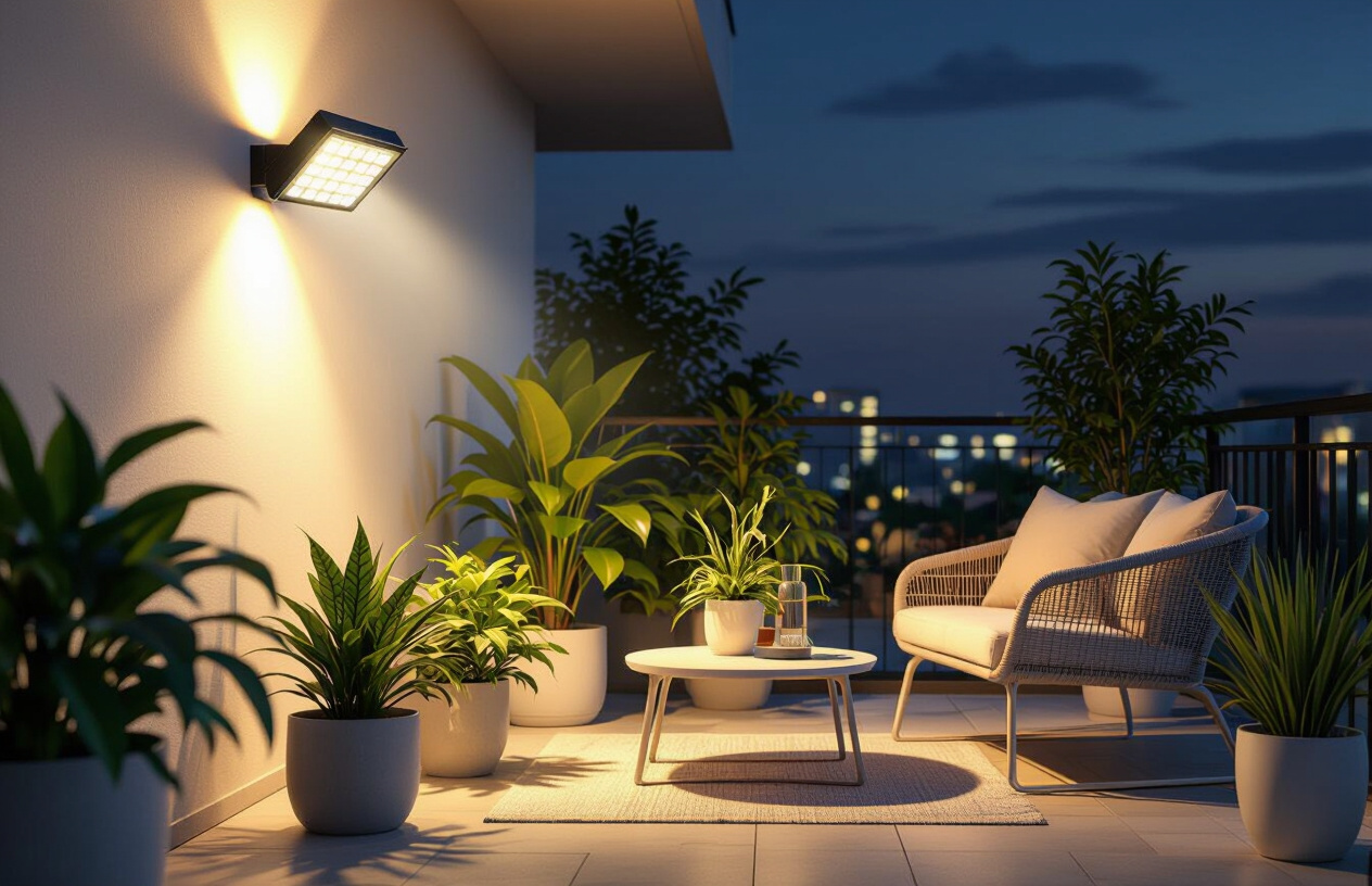 Đèn Pha Năng Lượng Mặt Trời 100W Chiếu Sáng Ban Công Ban Đêm.