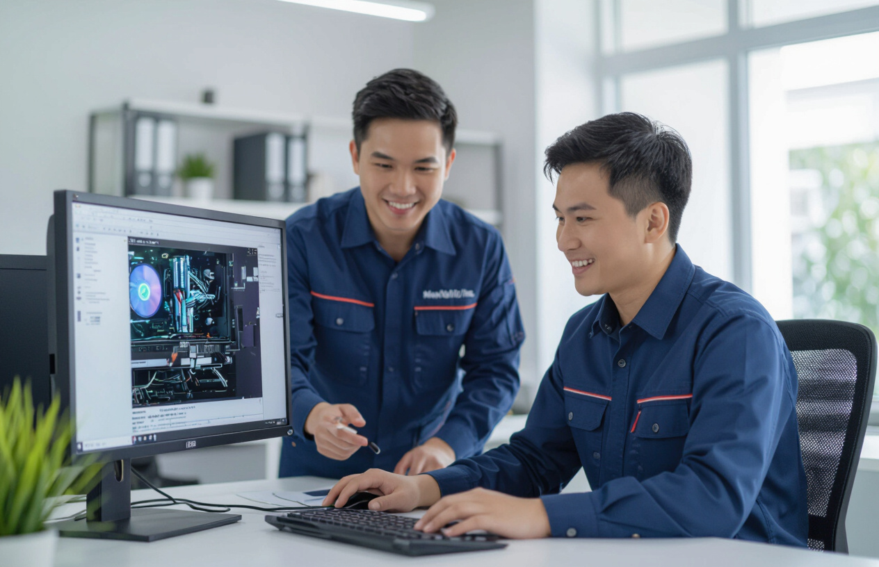 Đội Ngũ Kỹ Thuật Viên Của Máy Tính Bến Tre Đang Tư Vấn Và Hỗ Trợ Khách Hàng Về Dịch Vụ Nâng Cấp Linh Kiện Máy Tính.