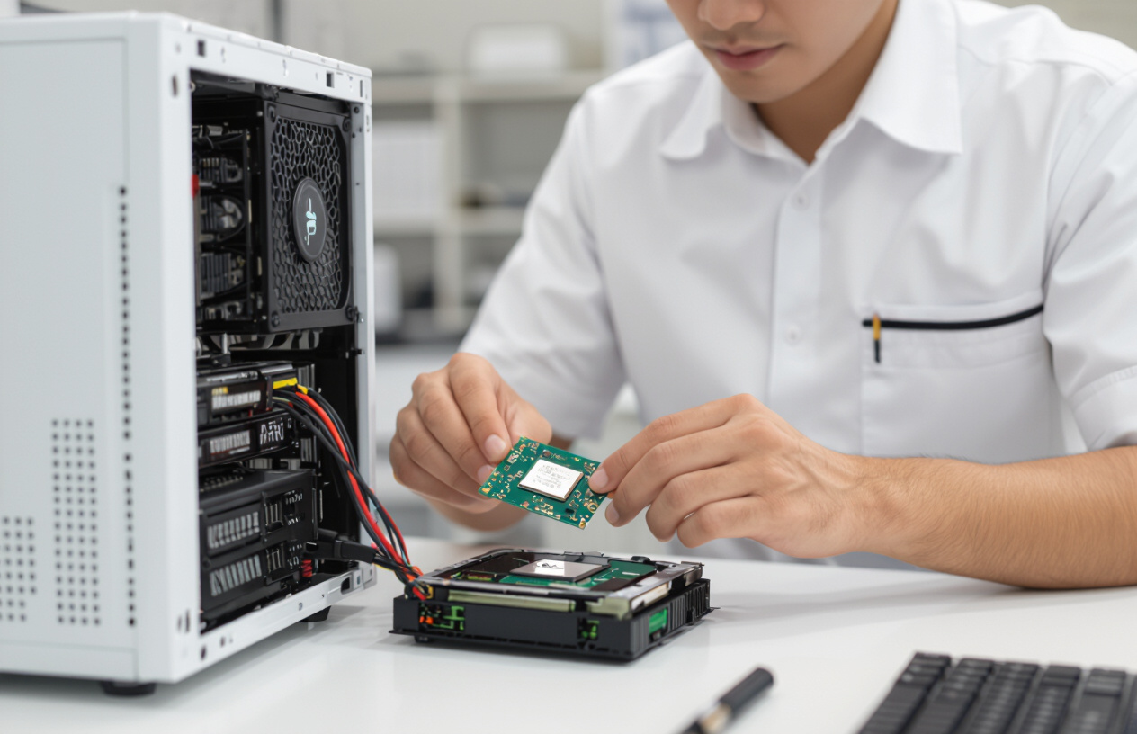 Chuyên Viên Kỹ Thuật Máy Tính Bến Tre Đang Cẩn Thận Lắp Đặt Cpu Mới Vào Máy Tính, Đảm Bảo Quy Trình Nâng Cấp An Toàn V