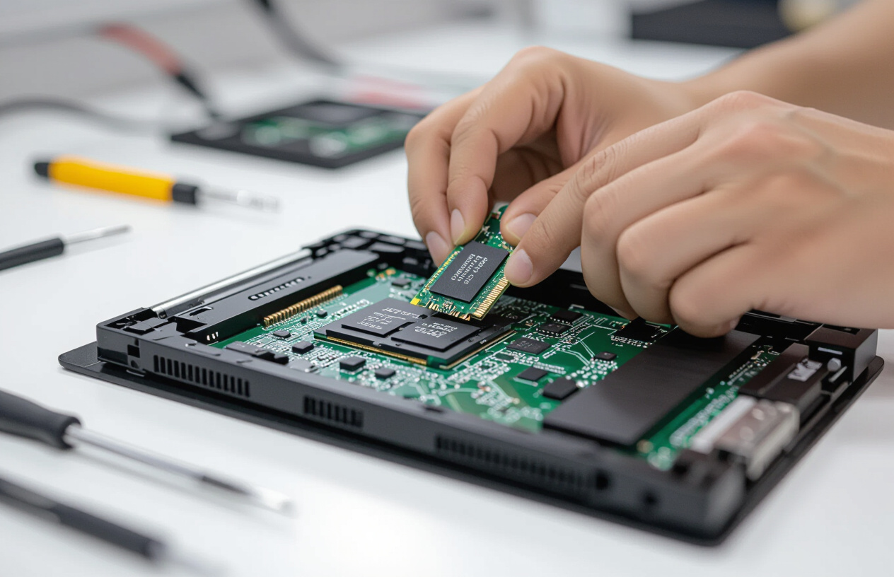 Kỹ Thuật Viên Máy Tính Bến Tre Đang Nâng Cấp Ram Cho Laptop Một Cách Chuyên Nghiệp.