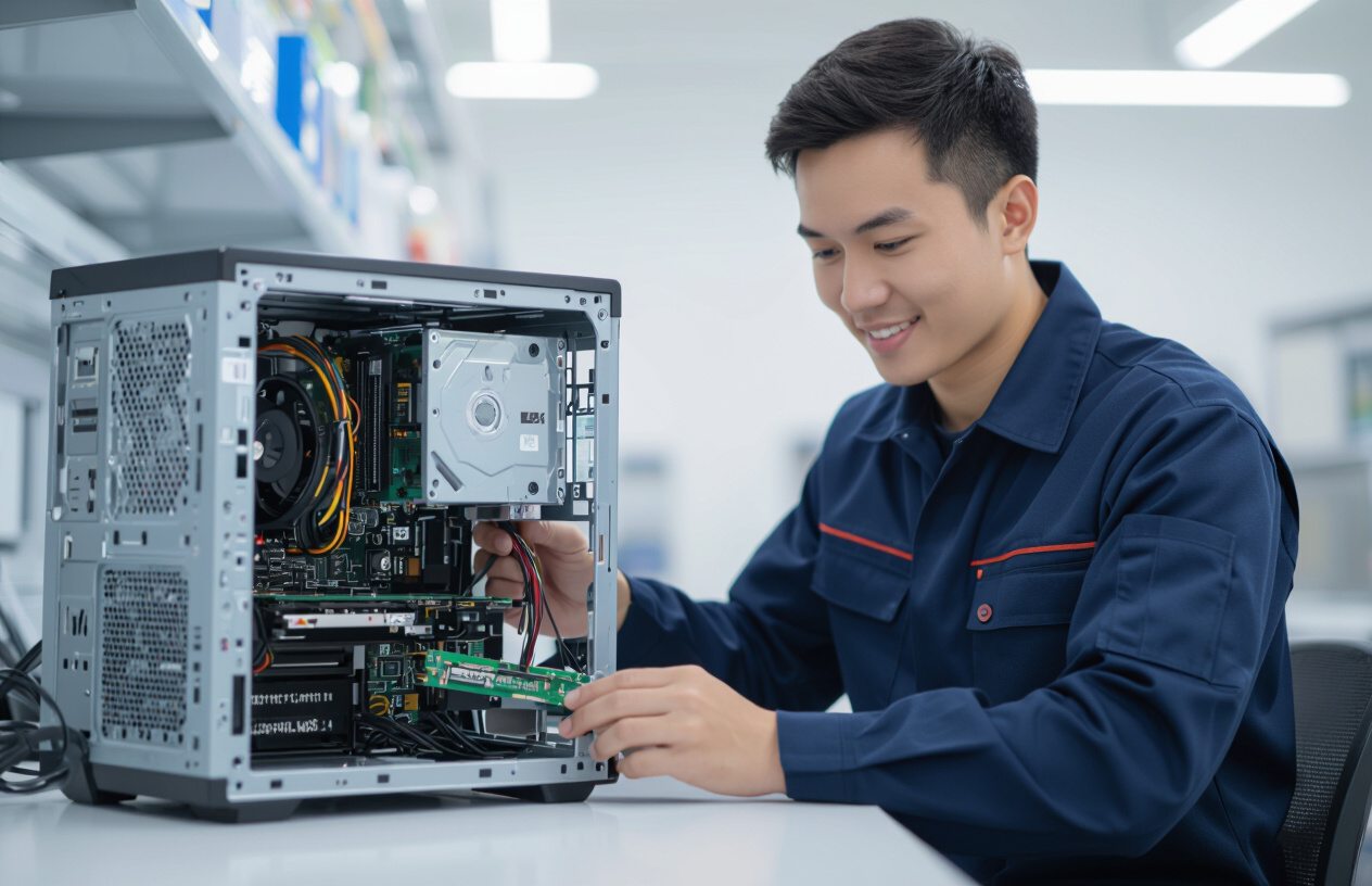 Kỹ Thuật Viên Chuyên Nghiệp Tại Máy Tính Bến Tre Đang Nâng Cấp Ram Cho Máy Tính Để Bàn.
