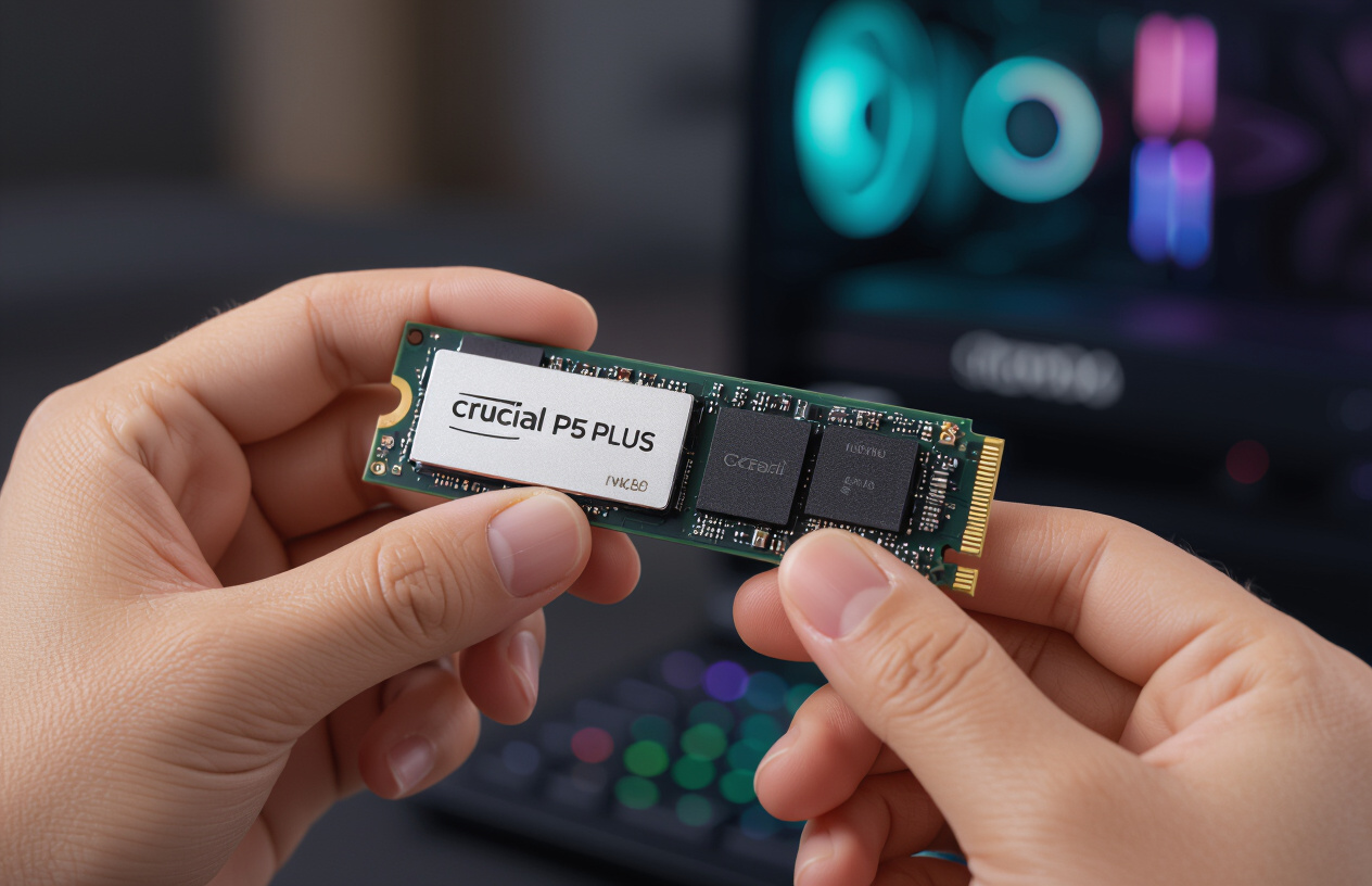 Crucial P5 Plus M.2 Nvme Ssd Trong Tay Một Kỹ Thuật Viên Tại Bến Tre