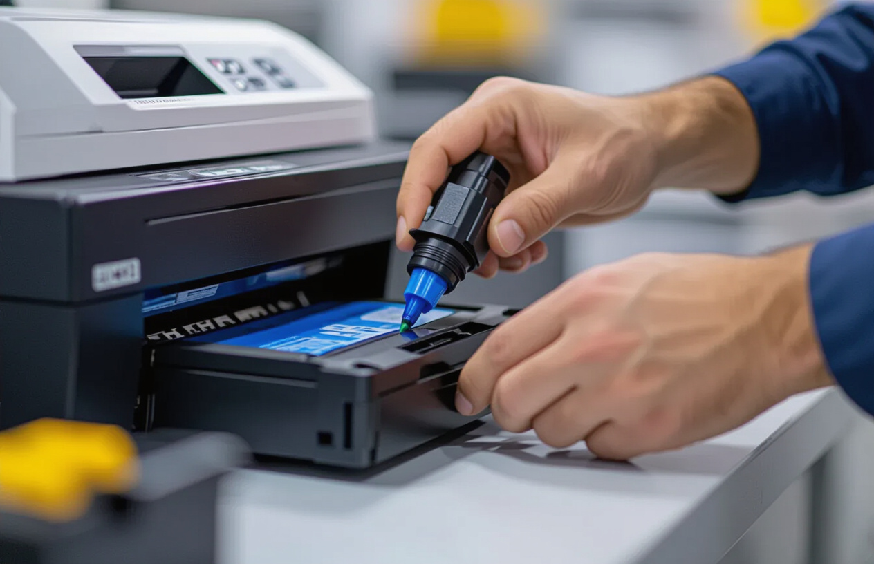 Kỹ Thuật Viên Máy Tính Bến Tre Đang Nạp Mực Cho Máy In Ricoh Sp 330Dn Tại Giồng Trôm.