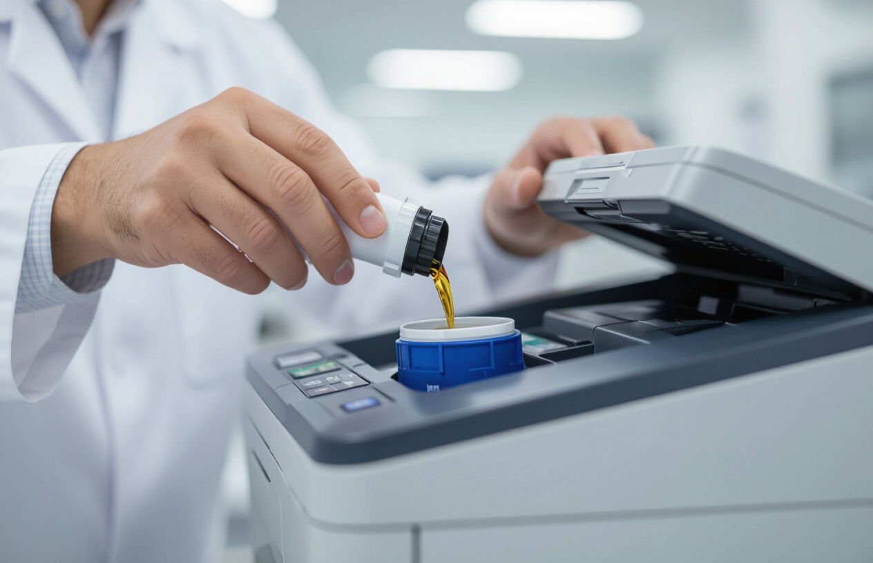Kỹ Thuật Viên Máy Tính Bến Tre Đang Nạp Mực Cho Máy Photocopy Xerox Tại Văn Phòng.