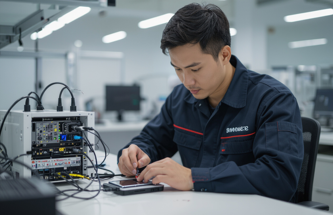 Kỹ Thuật Viên Của Máy Tính Bến Tre Đang Thực Hiện Khôi Phục Dữ Liệu Trên Điện Thoại Android Bằng Thiết Bị Chuyên Dụng.
