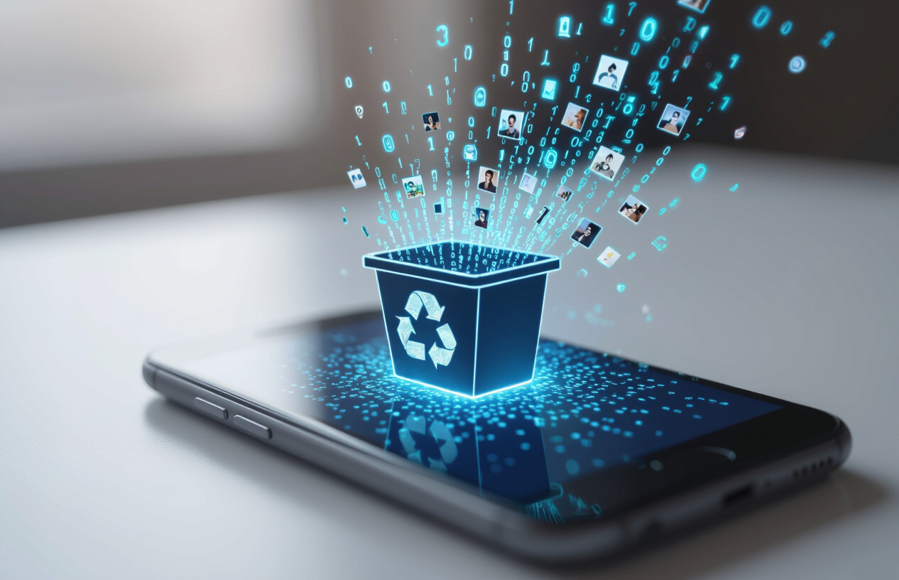 Biểu Tượng Thùng Rác Trên Điện Thoại Android Tượng Trưng Cho Việc Xóa Ảnh Và Khả Năng Khôi Phục.