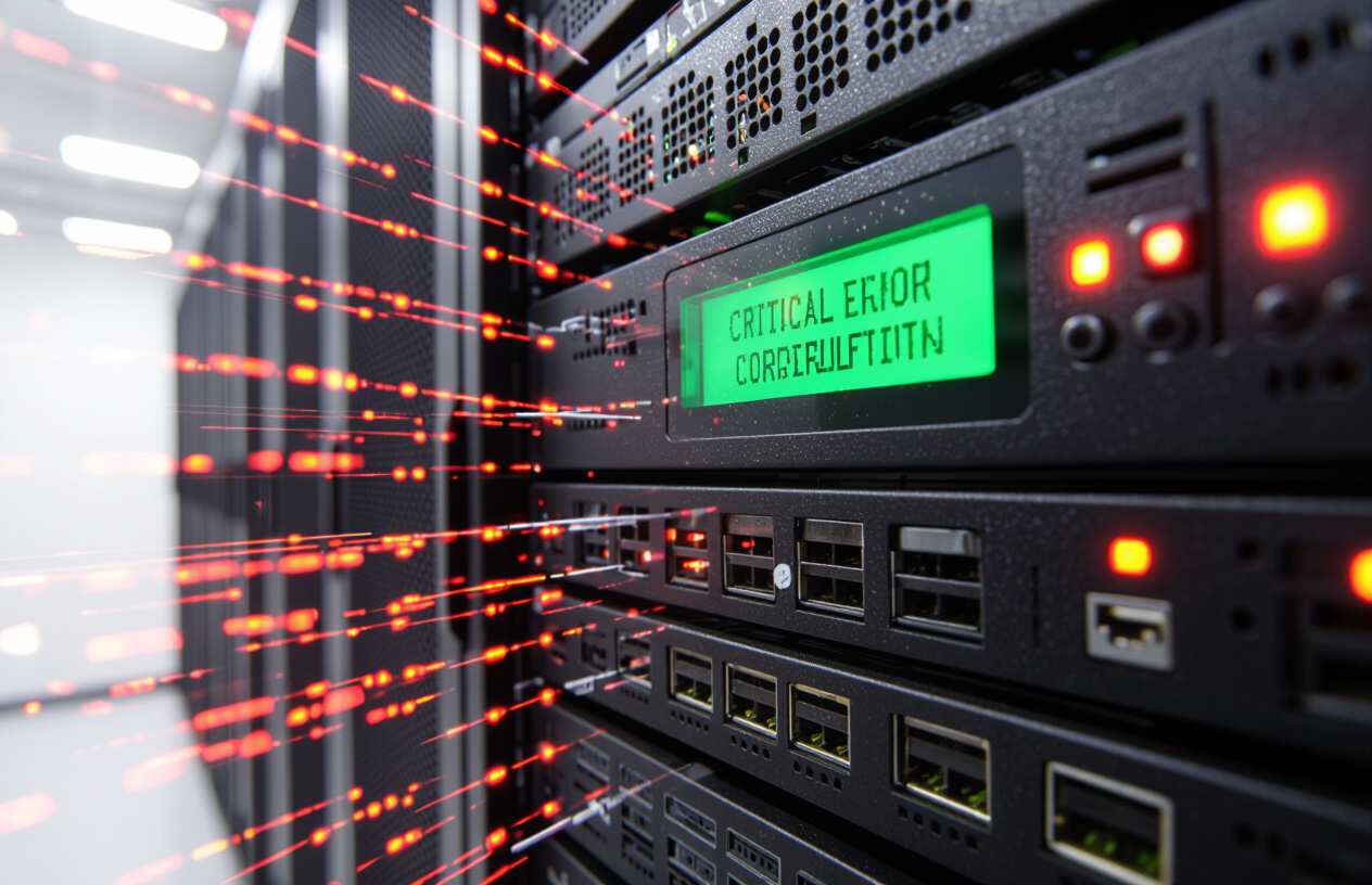 Ổ Cứng Server Bị Lỗi, Màn Hình Hiển Thị Lỗi Dữ Liệu Nghiêm Trọng, Thể Hiện Tình Trạng Mất Mát Dữ Liệu