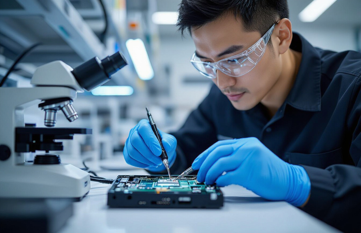 Chuyên Gia Đang Thực Hiện Quy Trình Phục Hồi Dữ Liệu Chuyên Nghiệp Cho Usb.
