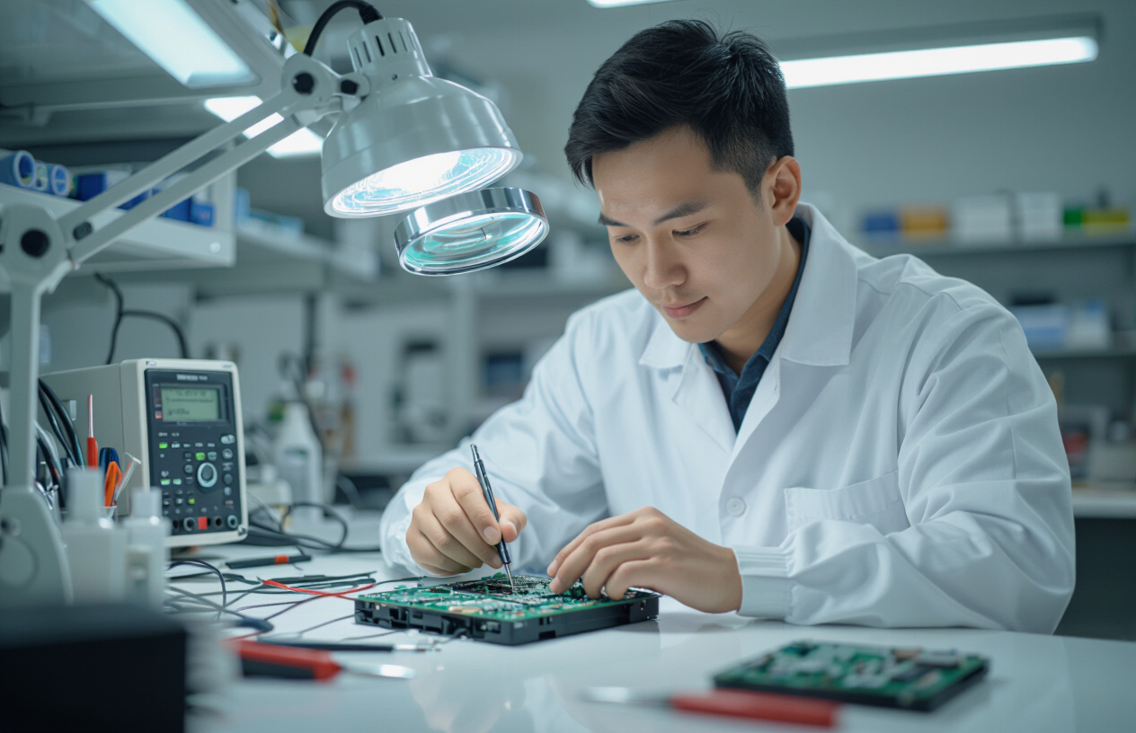 Kỹ Thuật Viên Chuyên Nghiệp Của Máy Tính Bến Tre Đang Thực Hiện Kiểm Tra Và Sửa Chữa Loa Fenda F&D F3800X.