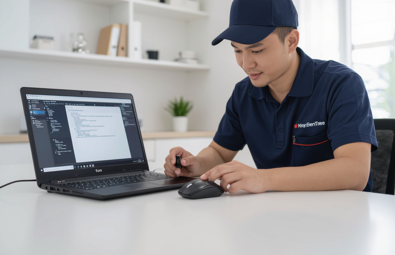 Kỹ Thuật Viên Máy Tính Bến Tre Kiểm Tra Chuột Không Dây