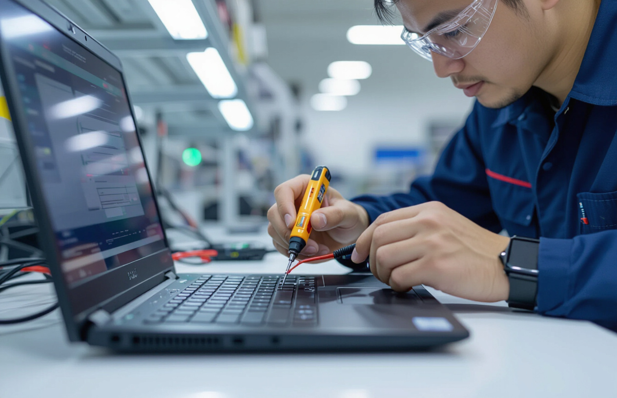 Kỹ Thuật Viên Maytinhbentre.Com Đang Kiểm Tra Cổng Usb Laptop.