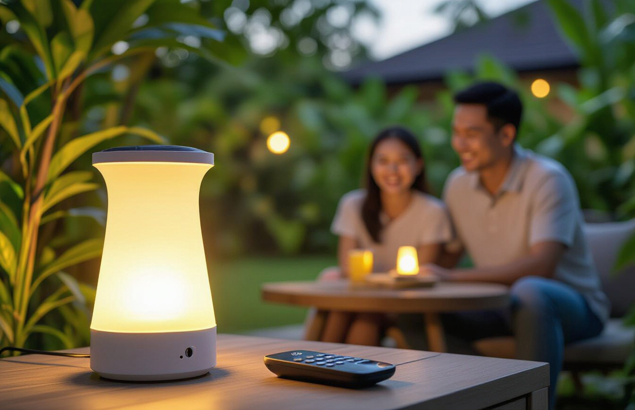 Đèn Năng Lượng Mặt Trời Sáng Rực Trong Vườn Sau Khi Được Sửa Điều Khiển.