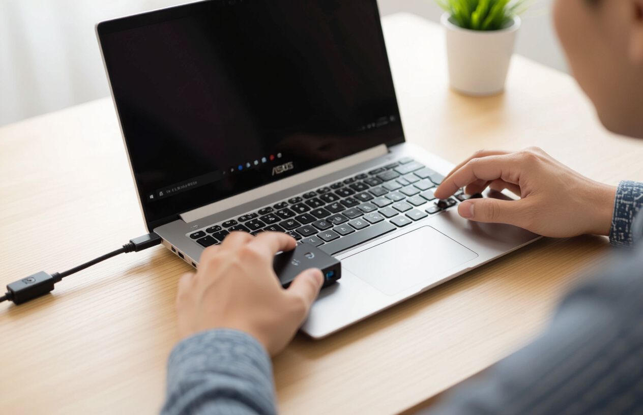 Người Dùng Kiểm Tra Các Kết Nối Và Nguồn Điện Của Laptop Asus Zenbook 14