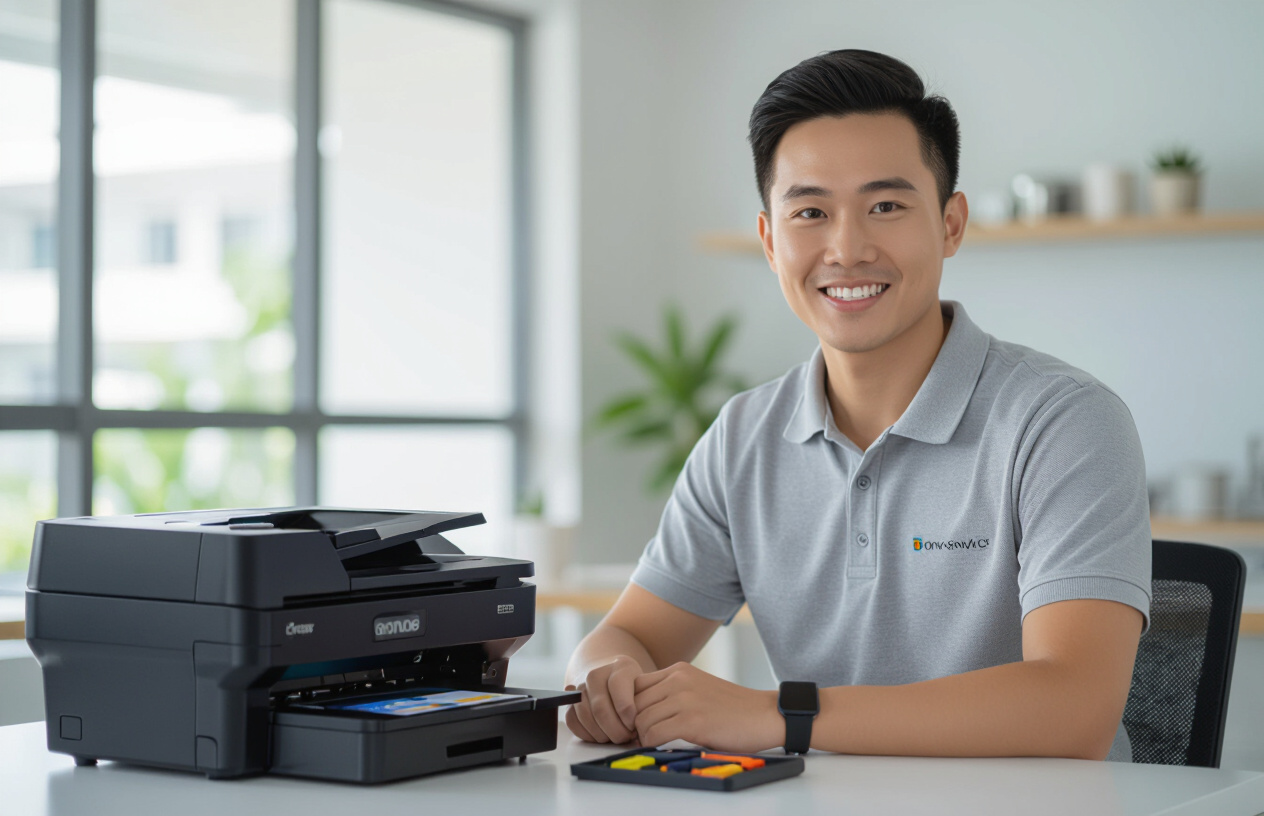 Kỹ Thuật Viên Máy Tính Bến Tre Đang Sửa Chữa Máy In Brother Tại Bến Tre