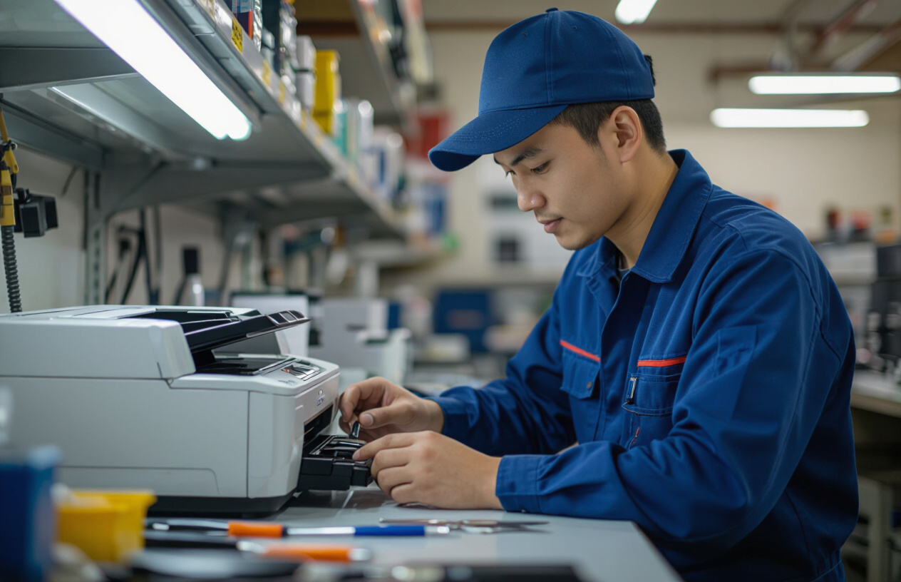 Kỹ Thuật Viên Máy Tính Bến Tre Đang Kiểm Tra Đầu Phun Máy In Canon Ip2770.