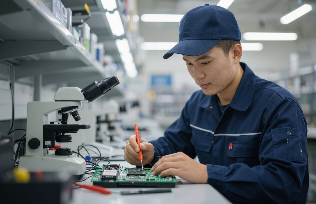 Kỹ Thuật Viên Máy Tính Bến Tre Đang Kiểm Tra Mainboard Máy Tính.